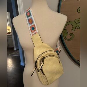 Lemon yellow crossbody with Boho adjustable strap